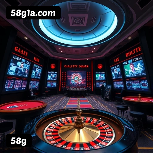 Plataforma 58g mostrando interface moderna, jogos certificados e recursos de segurança licenciados